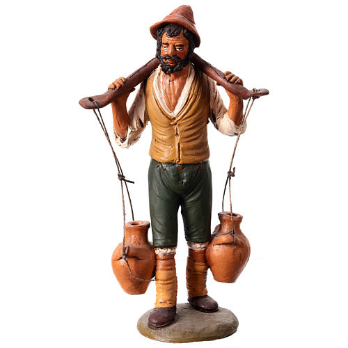 Homme portant de l'eau crèche Deruta 30 cm terre cuite 1