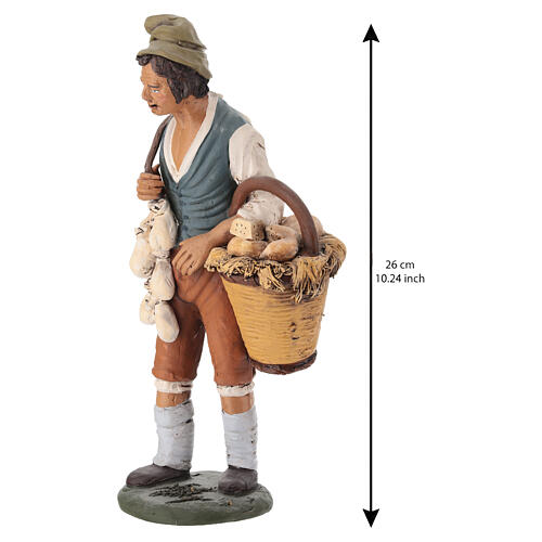 Nativity Scene figurine, shepherd with cheese 30cm Deruta 2
