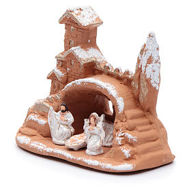 Hütte Terrakotta Deruta mit Schnee und heiligen Familie