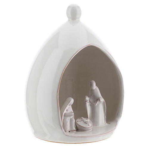 Tropfenförmige Hütte Heilige Familie aus Terrakotta, 18 cm 3