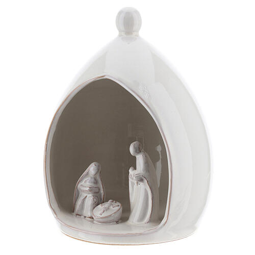 White Holy Family in modern style stable 18 cm Deruta terracotta 2