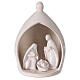 White ceramic Holy Family with stable Deruta 22x16 cm white enamel s1