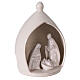 White ceramic Holy Family with stable Deruta 22x16 cm white enamel s3