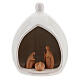 White stable with Holy Family in natural Deruta terracotta 15x10 cm s1