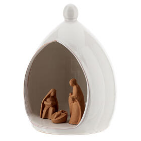 Nativité crèche terre cuite Deruta cabane blanche statues naturelles 13x18 cm