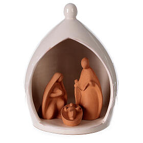 White stable with terracotta Holy Family figurined Deruta 22x16 cm