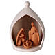 White stable with terracotta Holy Family figurined Deruta 22x16 cm s1