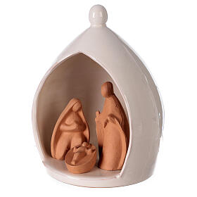 White drop stable with terracotta Holy Family set Deruta 22x16 cm