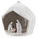 White modern Holy Family set in terracotta with stable 12x11 cm s2