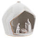 White modern Holy Family set in terracotta with stable 12x11 cm s3