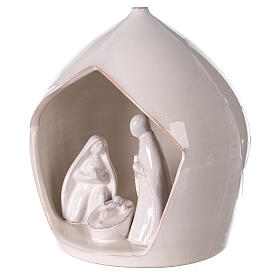Crèche terre cuite blanche ouverture équarrie Sainte Famille Deruta 20x18 cm