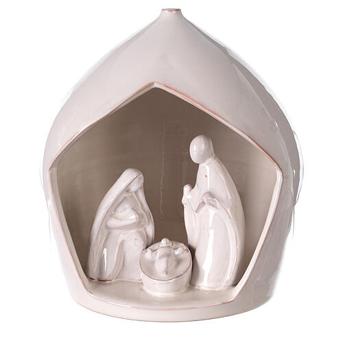 Szopka z białej terakoty, Święta Rodzina, Deruta, 20×18 cm 1