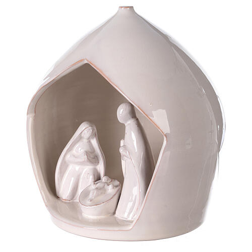 White ceramic Holy Family set square opening Deruta 20x18 cm 2