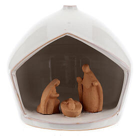 Stable with Holy Family two-toned Deruta terracotta 12x11 cm