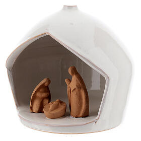 Stable with Holy Family two-toned Deruta terracotta 12x11 cm