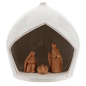 Holy Family in drop stable two-toned Deruta terracotta 16x15 cm