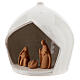 Round stable with Holy Family set Deruta terracotta 16x15 cm s2