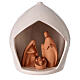 Round nativity stable with Holy Family two-toned Deruta terracotta 20x18 cm s1
