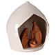 Round nativity stable with Holy Family two-toned Deruta terracotta 20x18 cm s3
