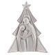 Christmas tree with Holy Family bas-relief in white Deruta terracotta 19x16 cm s1