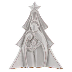 Sapin de Noël terre cuite blanche relief Sainte Famille Deruta 19x16 cm