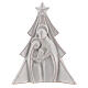 Christmas tree with bas-relief Holy Family in white Deruta terracotta 19x16 cm s1