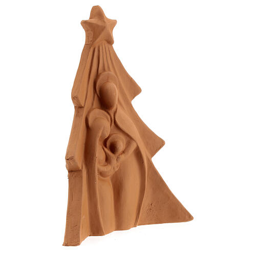 Naturalna kompozycja z terakoty, choinka, Święta Rodzina, Deruta, 19 cm 3