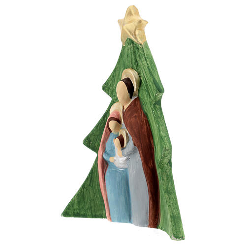 Árvore de Natal terracota pintada Sagrada Família em relevo Deruta 19x16 cm 2