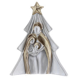 Holy Family Christmas decoration in white gold Deruta terracotta 19x16 cm