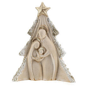 Weihnachtsbaum mit Relief der heiligen Familie mit Glitzer, 19 cm