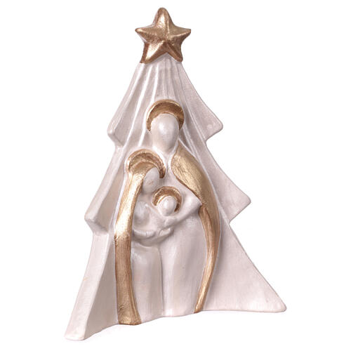 Weihnachtsbaum mit Relief der heiligen Familie mit Glitzer, 19 cm 3