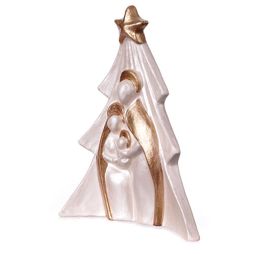 Holy Family Christmas tree decoration in Deruta terracotta with glitters 19 cm 2