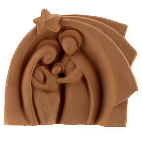 Capanna terracotta naturale Deruta Sacra famiglia rilievo 14x16 cm