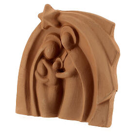 Capanna terracotta naturale Deruta Sacra famiglia rilievo 14x16 cm