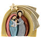 Colored Holy Family bas-relief statue in Deruta terracotta 14x16 cm s1