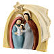 Colored Holy Family bas-relief statue in Deruta terracotta 14x16 cm s2