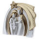 Holy Family modern style in white and gold Deruta terracotta 14x16 cm s2