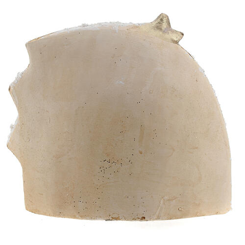 Szopka ze Świętą Rodziną w kolorze kości słoniowej z dekoracjami złoconymi, terakota Deruta, 14x16 cm 4