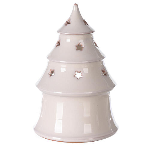 Christmas tree candle holder with Holy Family in white Deruta terracotta 15 cm 4