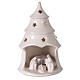Christmas tree candle holder with Holy Family in white Deruta terracotta 15 cm s1