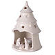 Christmas tree candle holder with Holy Family in white Deruta terracotta 15 cm s2