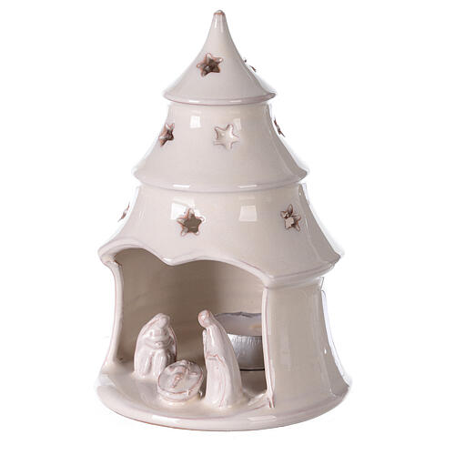 Sapin Noël ajouré Nativité terre cuite blanche Deruta 15 cm 2