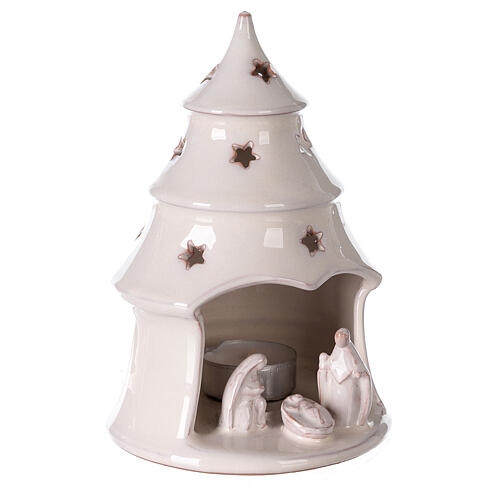 Bożonarodzeniowe Drzewko, biała terakota ze Świętą Rodziną, Deruta, 15 cm 3