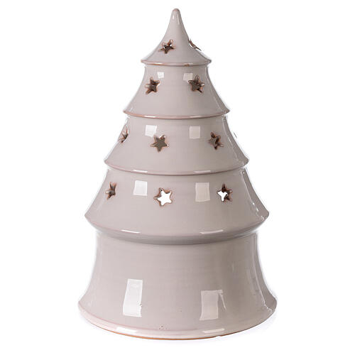 Holy Family in Christmas tree candle holder in white Deruta terracotta 25 cm 4