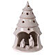 Holy Family in Christmas tree candle holder in white Deruta terracotta 25 cm s1