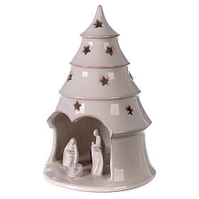 Sapin Noël avec Nativité terre cuite blanche Deruta 25 cm