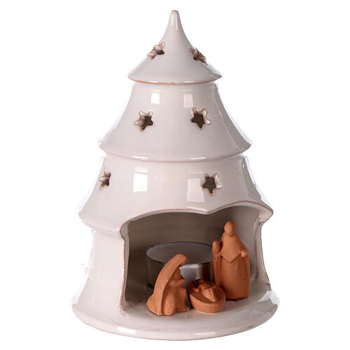 Choinka z lampką, Święta Rodzina, terakota dwukolorowa, Deruta, 15cm 3