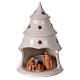Christmas tree candle holder with Holy Family bi-colored Deruta terracotta 15 cm s1