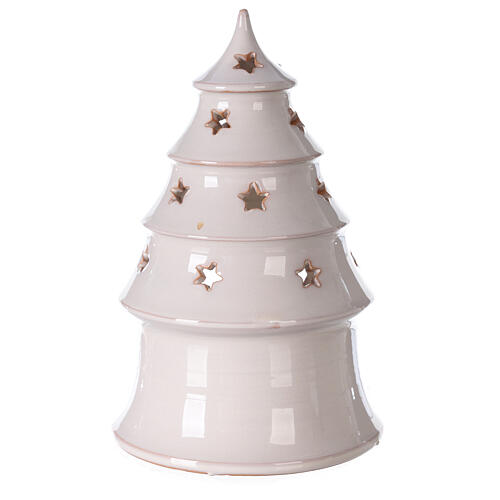 Holy Family in white Christmas tree candle holder Deruta terracotta 20 cm 4
