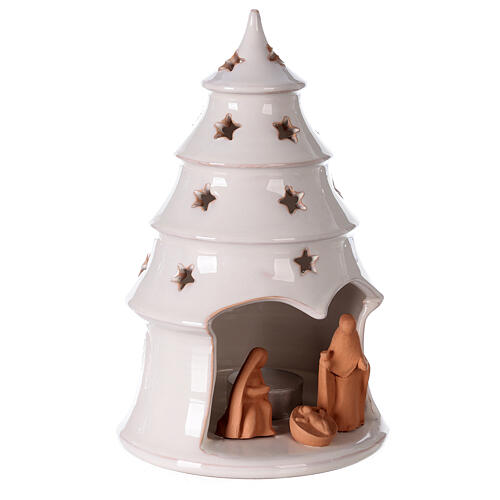 Sapin Noël photophore terre cuite bicolore Deruta 20 cm 3
